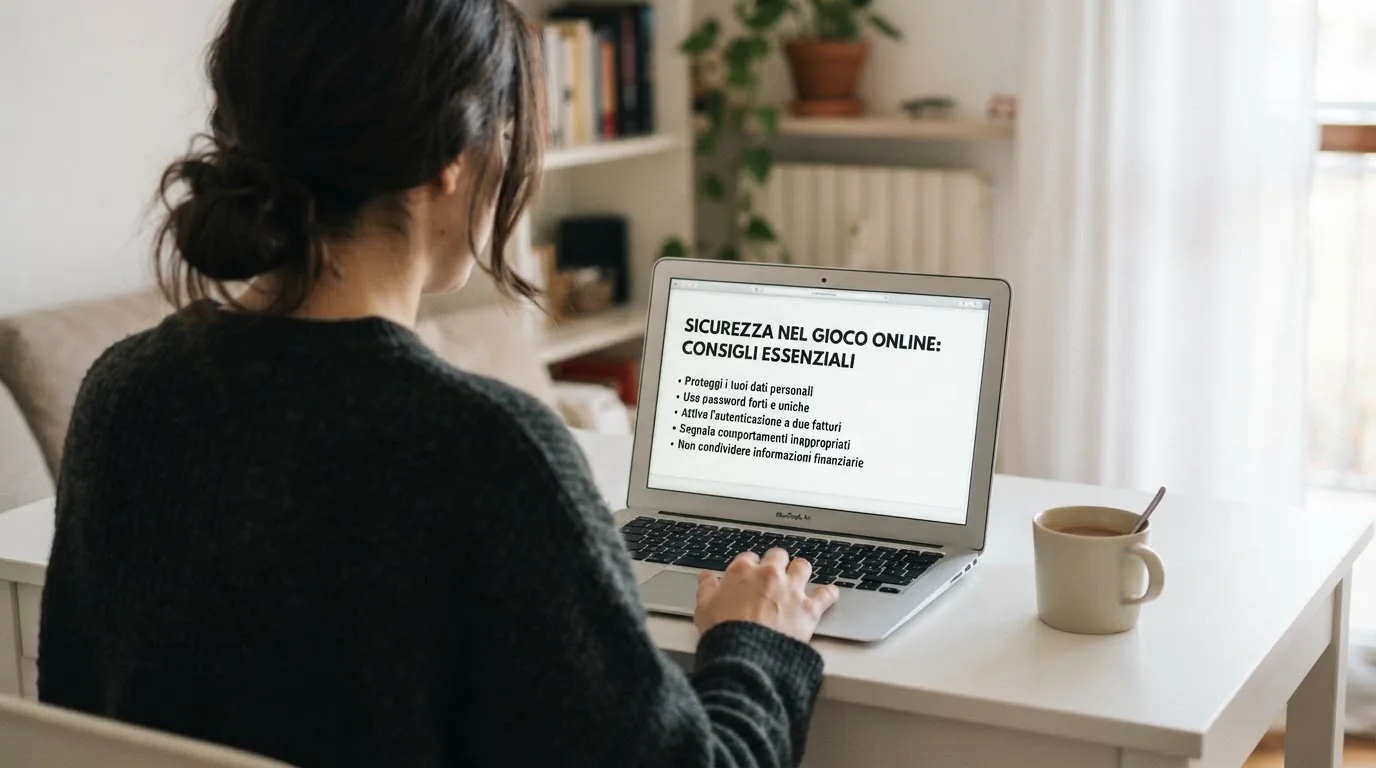 Persona davanti a un portatile che legge una pagina informativa sul gioco online in Italia — casino metodi di pagamento italia