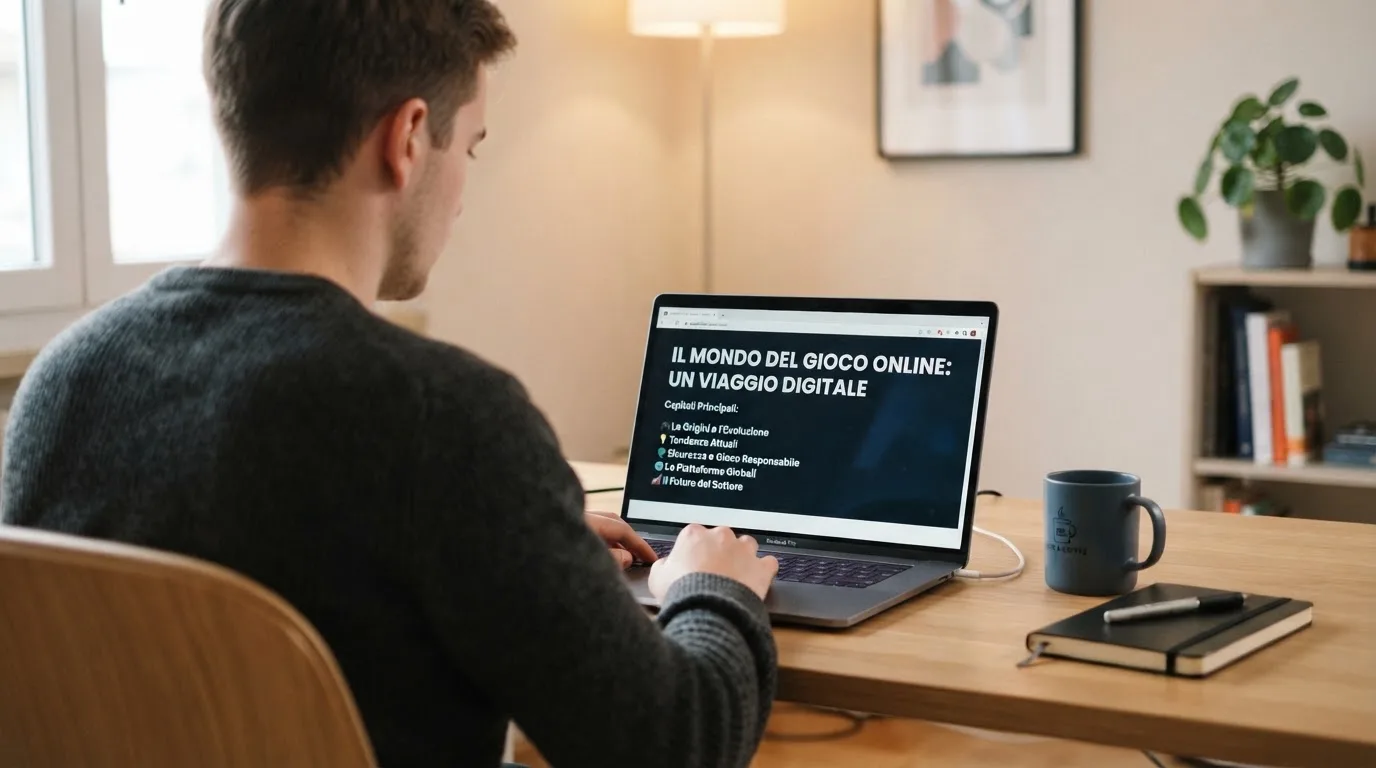 Persona davanti a un portatile che legge una pagina informativa sul gioco online in Italia — casino non aams affidabili