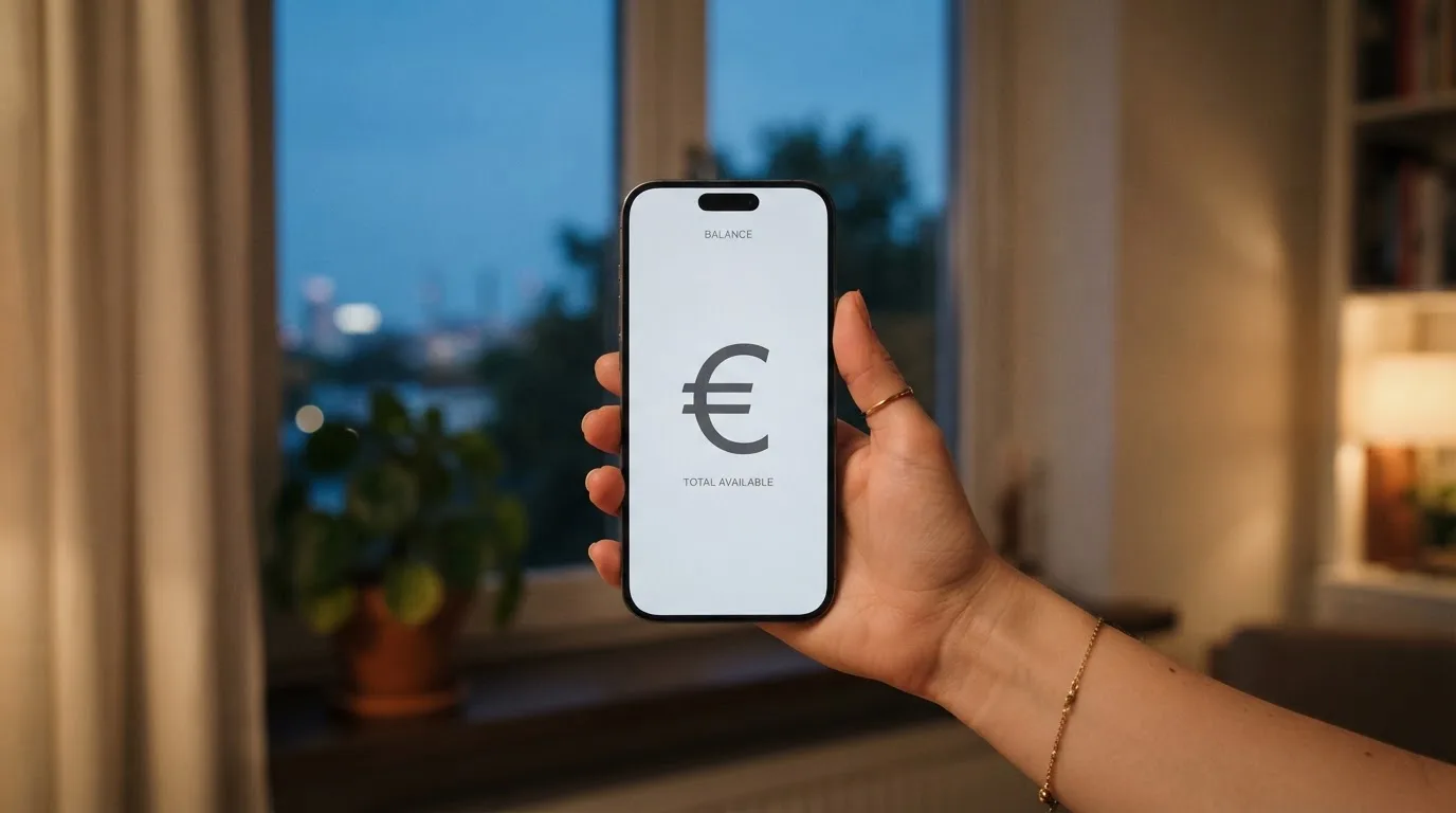 Mano che tiene uno smartphone accanto a una finestra, luce serale tranquilla — casino online sanremo